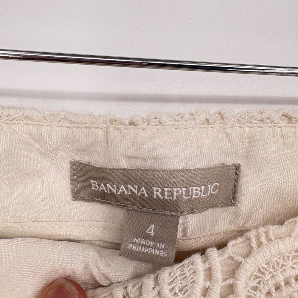 Banana Republic Lace Shorts Womens 4 Ivory Floral Scalloped Boho Summer Boho - Picture 4 of 7
